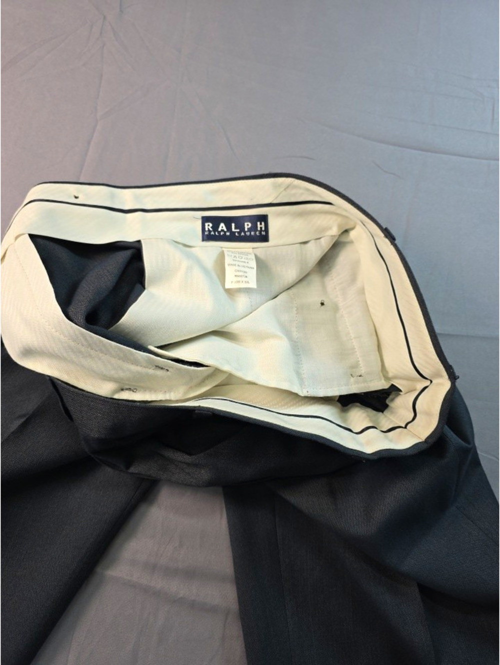 Ralph Lauren Gray Herringbone Classic Fit Pleated 36W Dress Pants